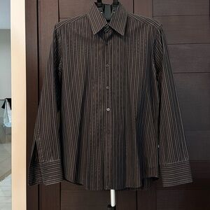Boss Dark Brown Pinstripe Dress Shirt